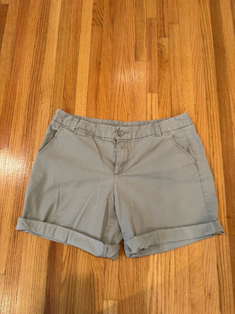 Women's GAP Rolled-Hem Chino Shorts in khaki